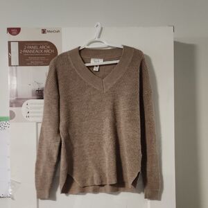 Kersh Tan V-Neck Sweater